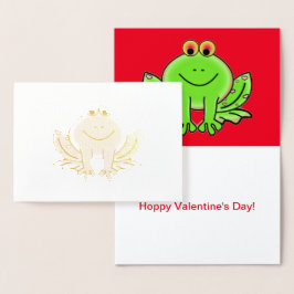 Tarjeta Con Relieve Metalizado Rana el día de San Valentín en Relieve metalizado 