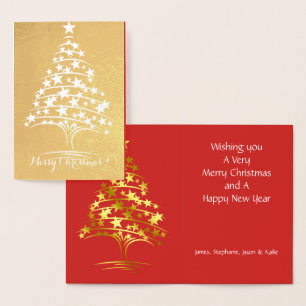 Tarjeta Con Relieve Metalizado Real Árbol de Navidad de Relieve metalizado de Est