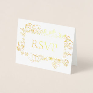 Tarjeta Con Relieve Metalizado Real Relieve metalizado dorado Floral Line Arte Bo