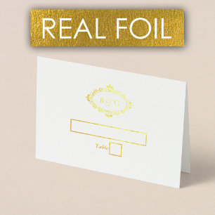 Tarjeta Con Relieve Metalizado Real Relieve metalizado dorado Wreath Elegant Wedd