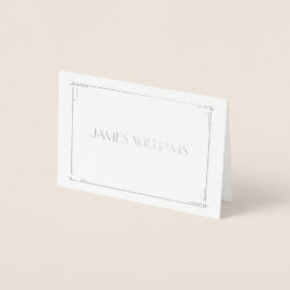 Tarjeta Con Relieve Metalizado Real Relieve metalizado plateado Art Deco Boda Pla