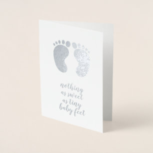 Tarjeta Con Relieve Metalizado recién nacido lindo cita Silver
