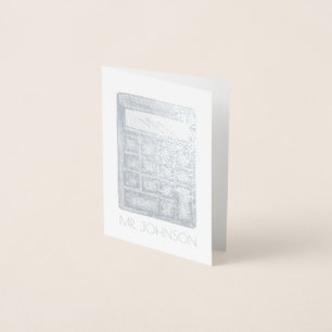 Tarjeta Con Relieve Metalizado Regalo de la escuela de matemáticas de la calculad