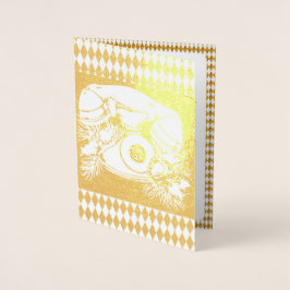 Tarjeta Con Relieve Metalizado Regalo telefónico de Navidades rojos antiguos