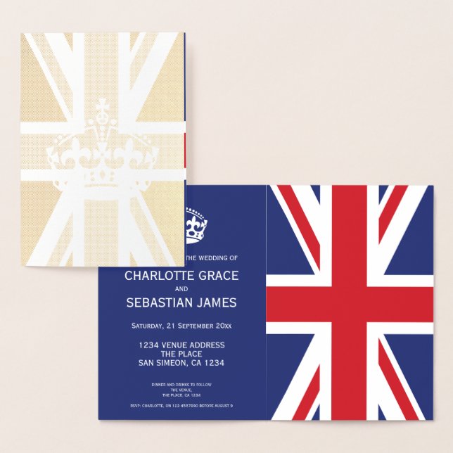Tarjeta Con Relieve Metalizado Reino Unido Jack Boda británico tema (azul) (Demostración)