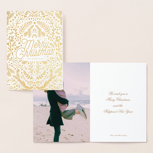 Tarjeta Con Relieve Metalizado Relieve metalizado Berries Foliage Feliz Navidad T (Subido por el creador)