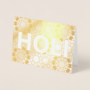Tarjeta Con Relieve Metalizado Relieve metalizado de oro de holi feliz