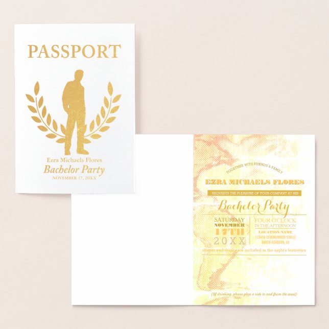 Tarjeta Con Relieve Metalizado Relieve metalizado de oro del pasaporte del partid (Demostración)