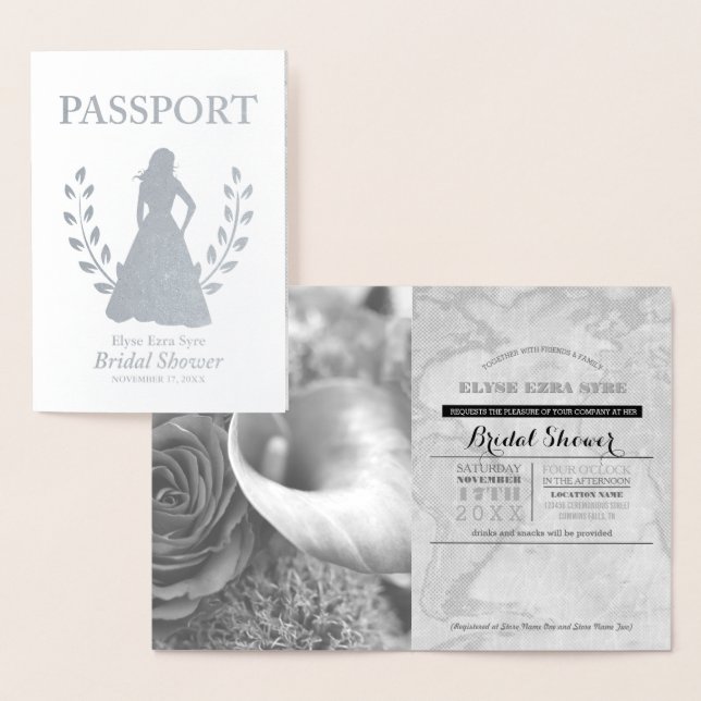 Tarjeta Con Relieve Metalizado Relieve metalizado de plata para pasaporte Bridal  (Demostración)