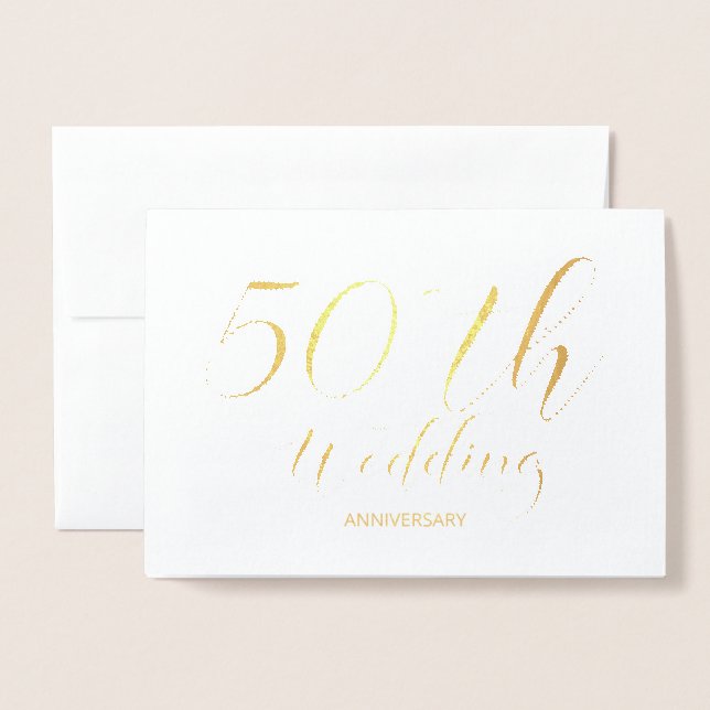 Tarjeta Con Relieve Metalizado Relieve metalizado dorado 50.º Boda Aniversario In (Anverso con sobre)