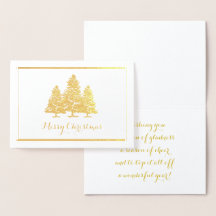 Relieve metalizado dorado Árboles navideños Feliz 