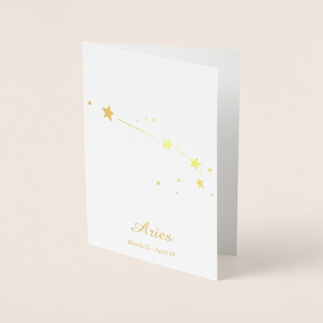 Tarjeta Con Relieve Metalizado Relieve metalizado dorado ARIES Constelación de Ró (Anverso)