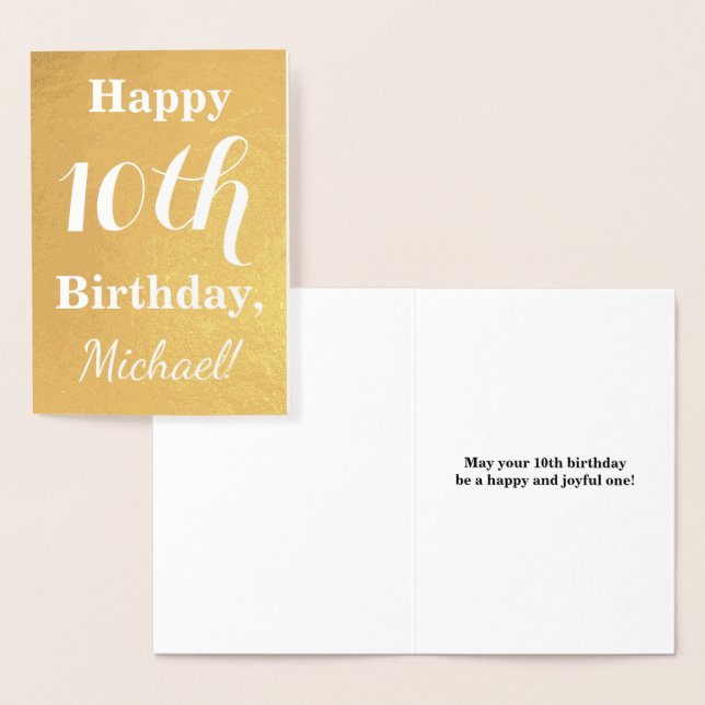 Tarjeta Con Relieve Metalizado Relieve metalizado dorado básico 10 cumpleaños + n (Demostración)