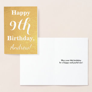 Tarjeta Con Relieve Metalizado Relieve metalizado dorado básico 9 cumpleaños + no