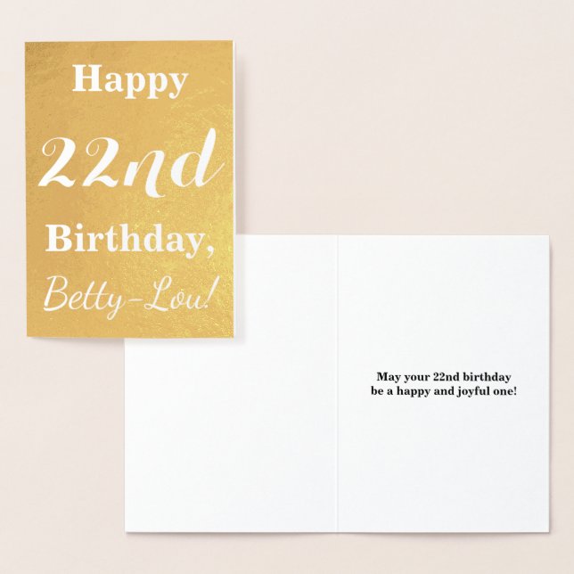 Tarjeta Con Relieve Metalizado Relieve metalizado dorado básico "FELIZ 22º CUMPLE (Demostración)