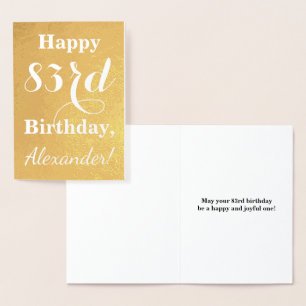 Tarjeta Con Relieve Metalizado Relieve metalizado dorado básico "FELIZ 83 cumplea