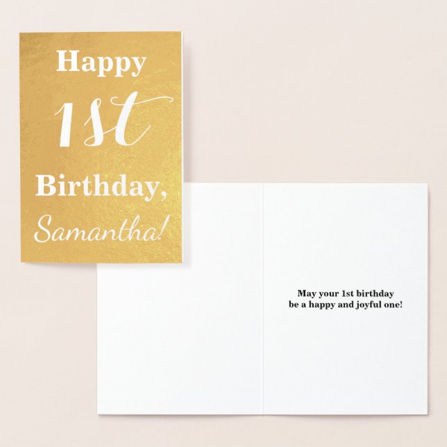 Tarjeta Con Relieve Metalizado Relieve metalizado dorado básico primer cumpleaños (Demostración)