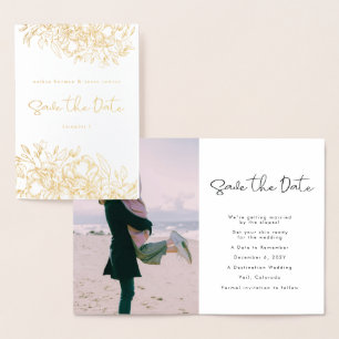 Tarjeta Con Relieve Metalizado Relieve metalizado dorado Caligrafía Foto Floral G