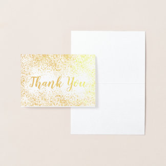 Tarjeta Con Relieve Metalizado Relieve metalizado dorado Confetti Gracias