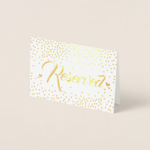 Tarjeta Con Relieve Metalizado Relieve metalizado dorado Confetti Reservado