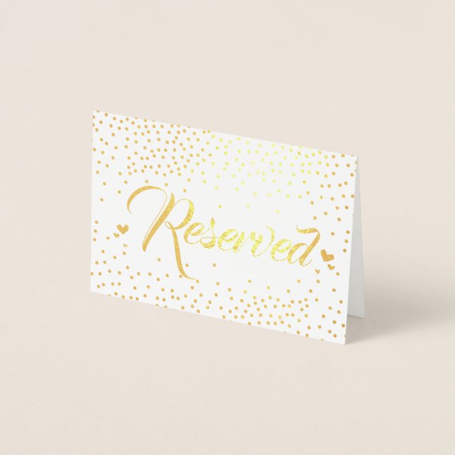 Tarjeta Con Relieve Metalizado Relieve metalizado dorado Confetti Reservado (Anverso)
