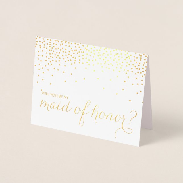Tarjeta Con Relieve Metalizado Relieve metalizado dorado Confetti será mi emplead (Anverso)