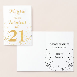 Tarjeta Con Relieve Metalizado Relieve metalizado dorado de cumpleaños número 21