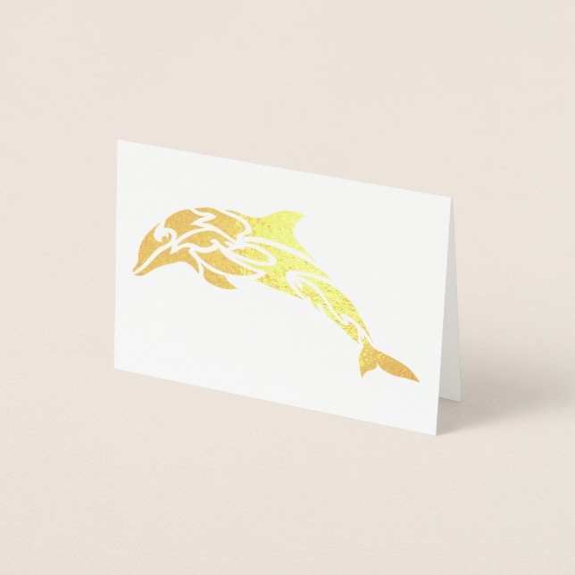 Tarjeta Con Relieve Metalizado Relieve metalizado dorado Dolphin Notecard (Anverso)