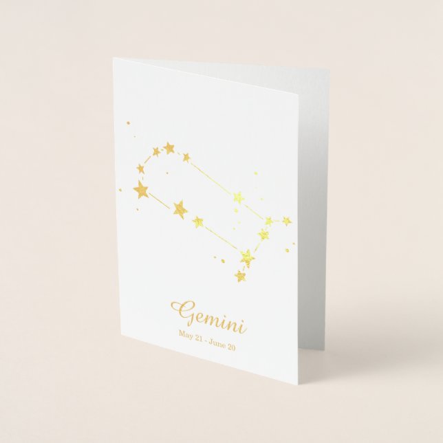 Tarjeta Con Relieve Metalizado Relieve metalizado dorado GEMINI Rótulo Zodiaco Co (Anverso)