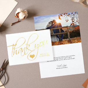 Tarjeta Con Relieve Metalizado Relieve metalizado dorado GRACIAS Boda Heart FOT