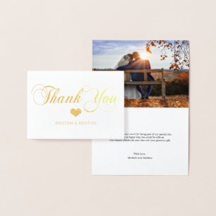 Tarjeta Con Relieve Metalizado Relieve metalizado dorado GRACIAS Boda Heart FOT