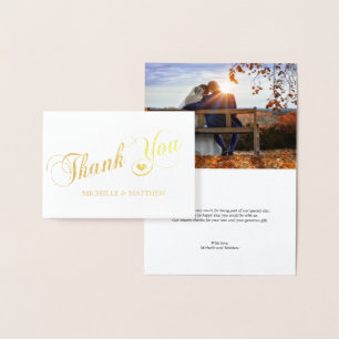 Tarjeta Con Relieve Metalizado Relieve metalizado dorado GRACIAS Boda Heart FOT