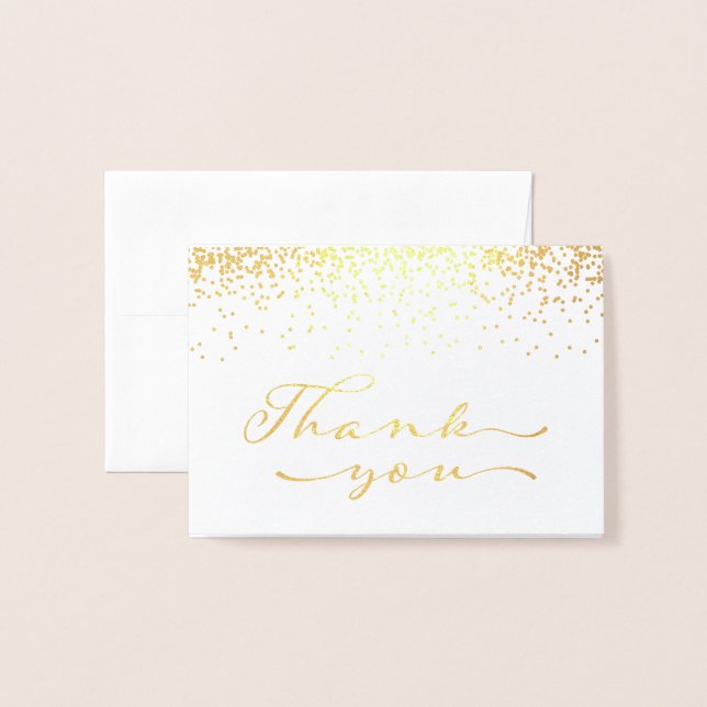 Tarjeta Con Relieve Metalizado Relieve metalizado dorado Gracias Notecard (Anverso con sobre)