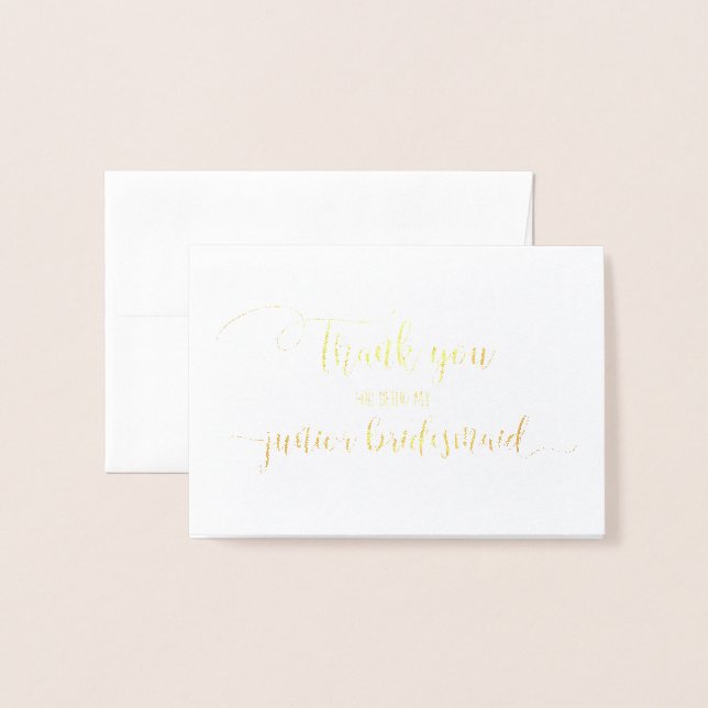 Tarjeta Con Relieve Metalizado Relieve metalizado dorado Gracias Noviaria Junior  (Anverso con sobre)
