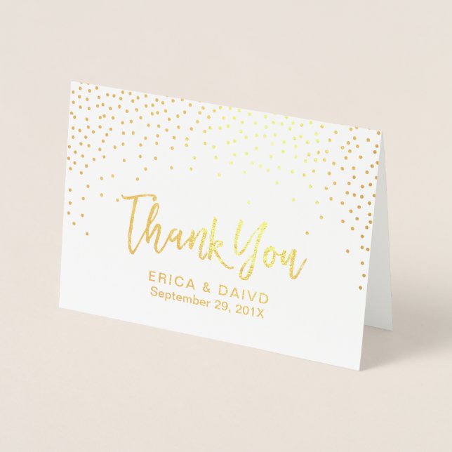 Tarjeta Con Relieve Metalizado Relieve metalizado dorado moderno Confetti Dots Bo (Anverso)