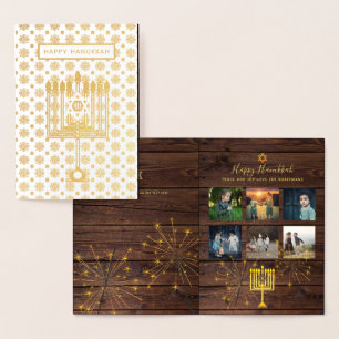 Tarjeta Con Relieve Metalizado Relieve metalizado dorado real del Collage de foto