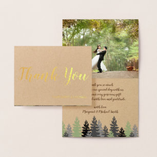 Tarjeta Con Relieve Metalizado Relieve metalizado dorado Rustic Pine Gracias