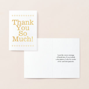 Tarjeta Con Relieve Metalizado Relieve metalizado dorado sencillo: "¡Muchas graci