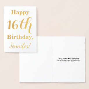 Tarjeta Con Relieve Metalizado Relieve metalizado dorado simple 16º cumpleaños +