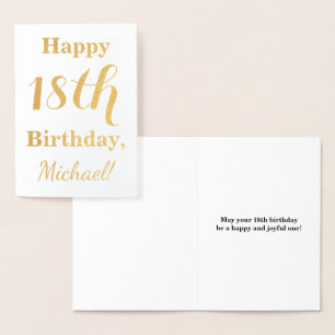 Tarjeta Con Relieve Metalizado Relieve metalizado dorado simple 18º cumpleaños + 