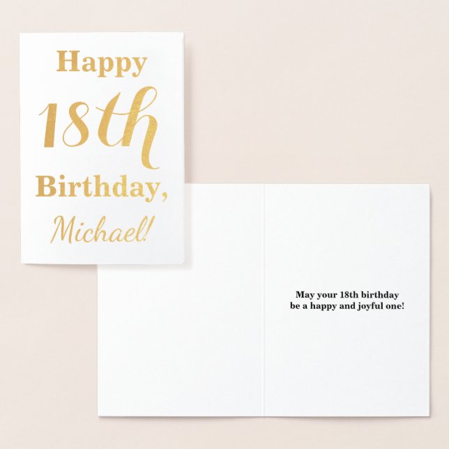 Tarjeta Con Relieve Metalizado Relieve metalizado dorado simple 18º cumpleaños +  (Demostración)