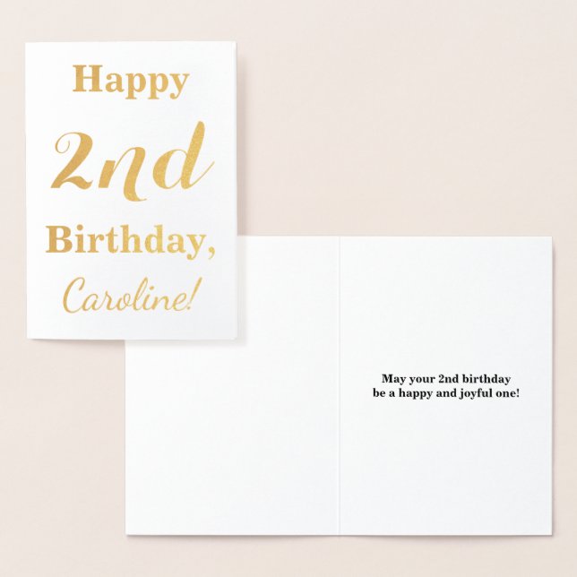 Tarjeta Con Relieve Metalizado Relieve metalizado dorado simple 2º cumpleaños + n (Demostración)