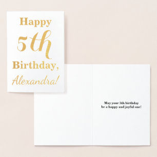 Tarjeta Con Relieve Metalizado Relieve metalizado dorado simple 5 cumpleaños + no