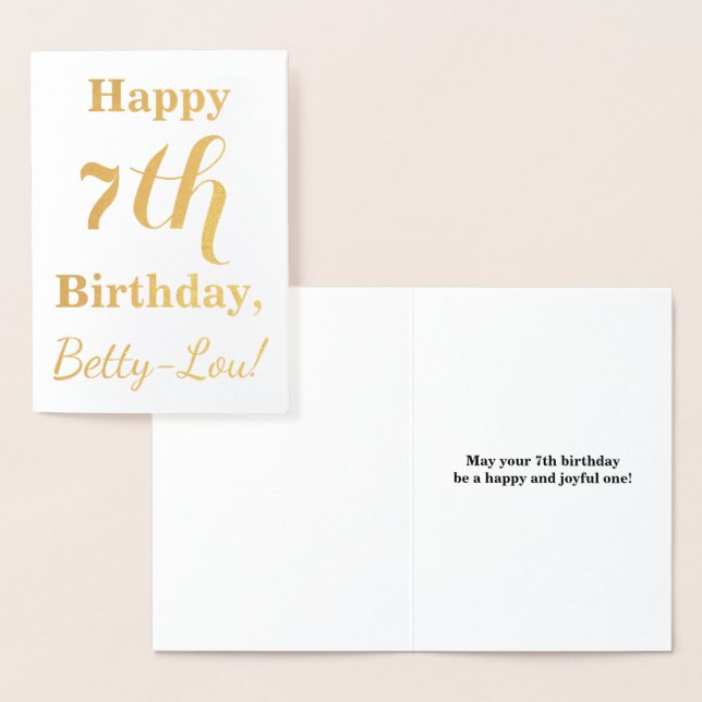 Tarjeta Con Relieve Metalizado Relieve metalizado dorado simple 7 cumpleaños + no (Demostración)