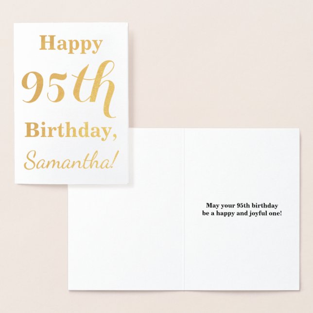Tarjeta Con Relieve Metalizado Relieve metalizado dorado simple 95º cumpleaños +  (Demostración)