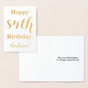 Tarjeta Con Relieve Metalizado Relieve metalizado dorado simple "FELIZ 84º CUMPLE