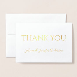 Tarjeta Con Relieve Metalizado Relieve metalizado dorado simple Gracias con firma
