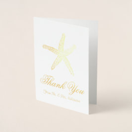 Tarjeta Con Relieve Metalizado Relieve metalizado dorado Starfish Gracias Cartas