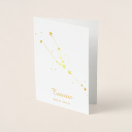 Tarjeta Con Relieve Metalizado Relieve metalizado dorado TAURUS Rótulo Zodiaco Co