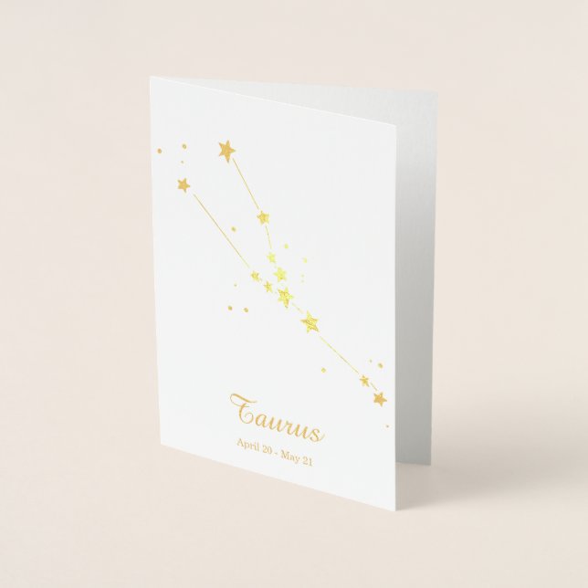 Tarjeta Con Relieve Metalizado Relieve metalizado dorado TAURUS Rótulo Zodiaco Co (Anverso)